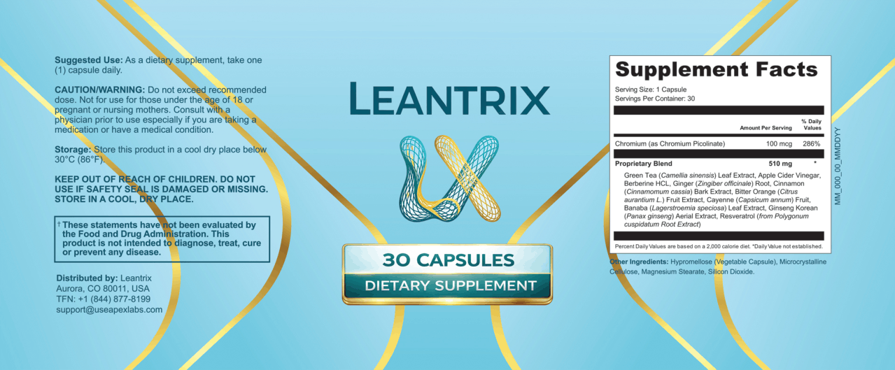 Leantrix Supplement Facts Label